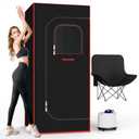 SEN-QII Portable Sauna - Portable Sauna for Home, Sauna Box with 3 L 1200 W Steam Generator, Remote Control with 15 Adjustment Modes, Chair, Remote