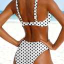 Womens Bikini Set Two Piece Swimsuit with Metal Accent Top High Cut Bottom (White, M)