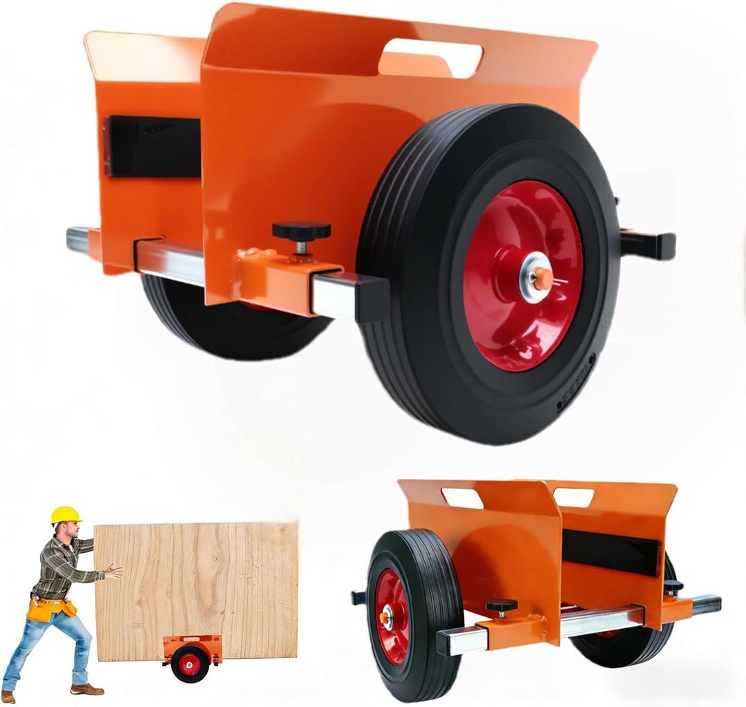 SST Heavy Duty Panel Dolly 1100LBS Capacity, Adjustable Drywall Mover & Door Cart for Slab, Wood Panels, Sheet Material Handling in Garage Warehouse Construction (Orange Black)
