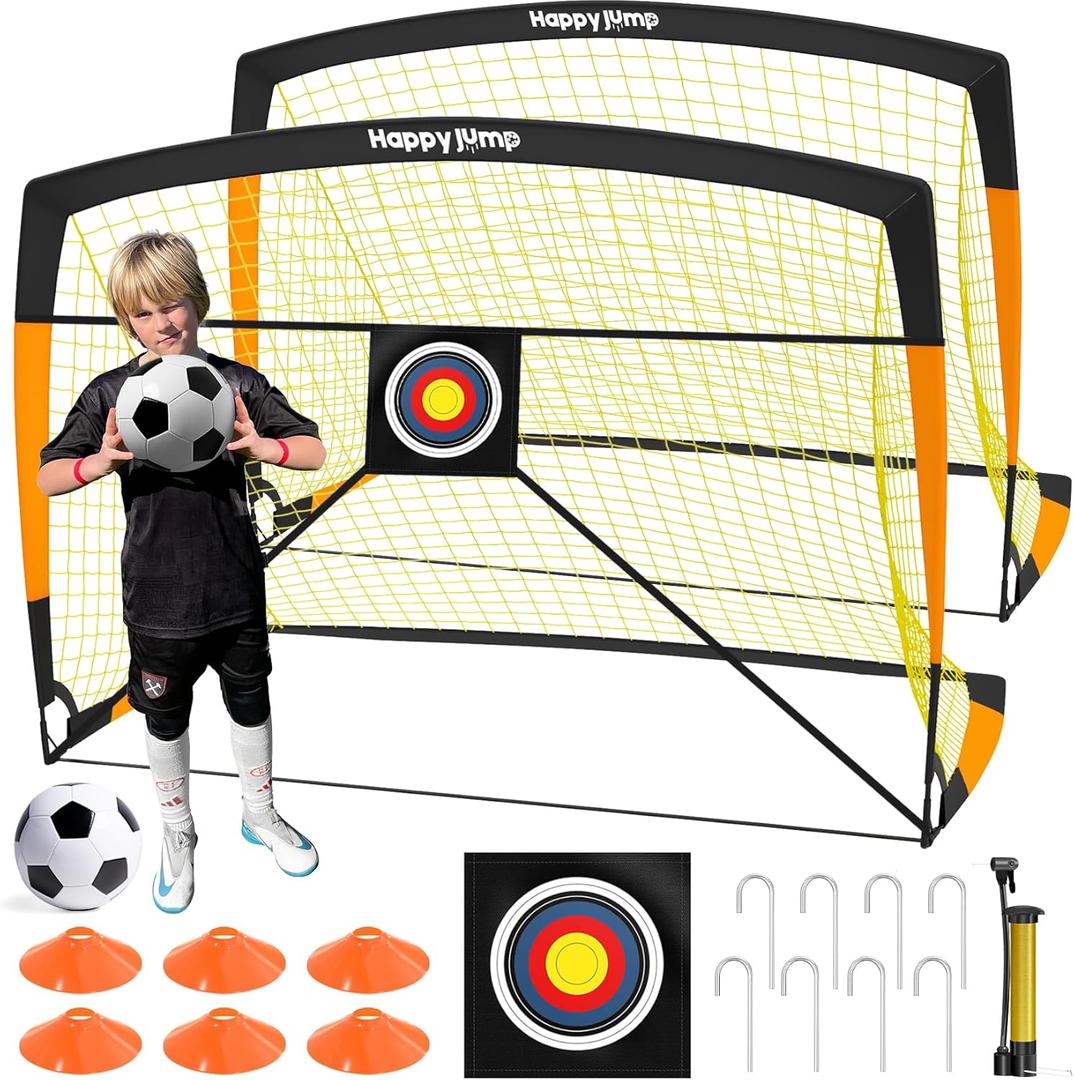 Happy Jump Soccer Goal 7'x5', 6.6x3.3', 5'x3.6', 4'x3', 3'x2.2' Soccer Net for Kids Backyard