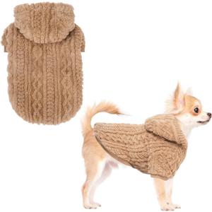 KOOLTAIL Fleece Dog Sweater Hoodie for Small Medium Large Dogs - Super Soft Fall Dog Clothes Sweatshirt with Leash Hole, Warm Winter Cold Weather Pet Coat for Puppy Cats Girl/Boy Male/Female Beige XS