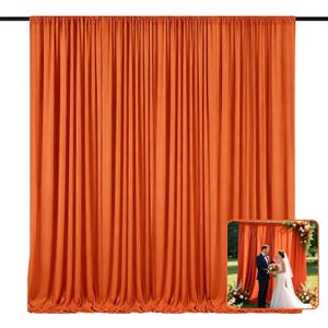 2 Panels Orange Backdrop Curtain, 10 x 7 Feet Polyester Background Curtains for Parties, Weddings, Baby Showers, Halloween, Christmas, Birthday Party Photoshoot Backdrop Curtains Decorations