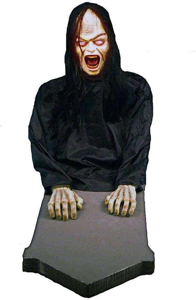 Haunted Hill Farm Resurrection Mary by Tekky, Battery Operated Timer and Sound Activated Jump-Scare Halloween Animatronic for Indoor or Covered Outdoor Creepy Halloween Decorations, Scary Fright Props