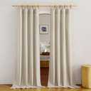 NICETOWN Linen Taupe Curtains 84 inches Long, Rod Pocket & Back Tab Flax Linen Window Treatments Privacy Vertical Drapes with Light Filtering for Bedroom/Living Room, W52 x L84, 2 Panels
