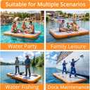 Inflatable Floating Dock Mat,6 inches Thick 8ft Inflatable Stable Platform Raft with Storage Bag None-Slip Surface Island Raft for Lake Beach Pool