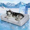 Cooling Dog Bed Orthopedic Extra Large Dogs Egg Crate Foam＆Instant Chill | Waterproof Removable Cover Washable Nylon Pet Sofa with non Slip Bottom Indoor Outdoor 48"x32"x7.5"