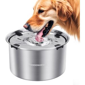 5.6L/190oz Large Dog Water Bowl No Spill, No Drip Dog Water Dispenser with Floating Disk, Stainless Steel Slow Drinking Bowl for Small Medium & Large Dogs