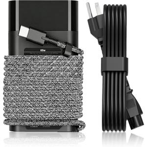 New Slim 65W USB C Laptop Charger Replacement for HP Laptop Charger Elitebook x360 Pavilion Spectre Chromebook Envy Elite x2 Computer Travel Type C Braided Cable Power Cord Ac Adapter