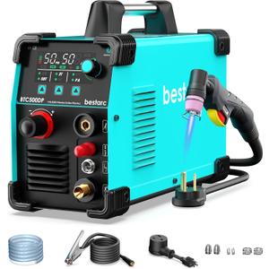 Plasma Cutter, [Pilot Arc] [Large LED Display] [Air Sensor Technology] 50Amps Cutter Machine 110/220V Dual Voltage IGBT Inverter 5/8 Inch Clean Cut, Post Flow 2T/4T for Home DIY BTC500DP