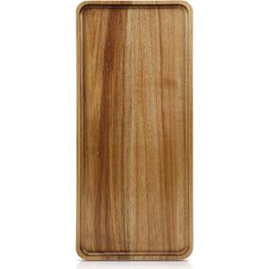 1 pc 15.7" x 7" Large Solid Acacia Wood Serving Tray Rectangular Wooden Serving Platter Natural Wooden Board for Bar Coffee Party