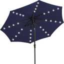JEAREY 9FT Outdoor Patio Umbrella with Solar Lights, LED Lighted Pool Umbrella with Tilt and Crank, Outdoor Table Umbrellas for Deck, Yard & Market (9ft, Navy Blue)