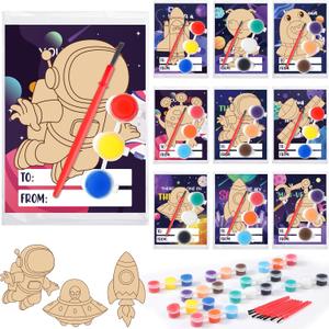 Blosssound 36 Set Outer Space Party Favors Space DIY Wooden Paint Crafts Kit Galaxy Birthday Party Supplies Thank You for Coming Gifts Bulk for Goodie Bags Stuffers Prizes Decor