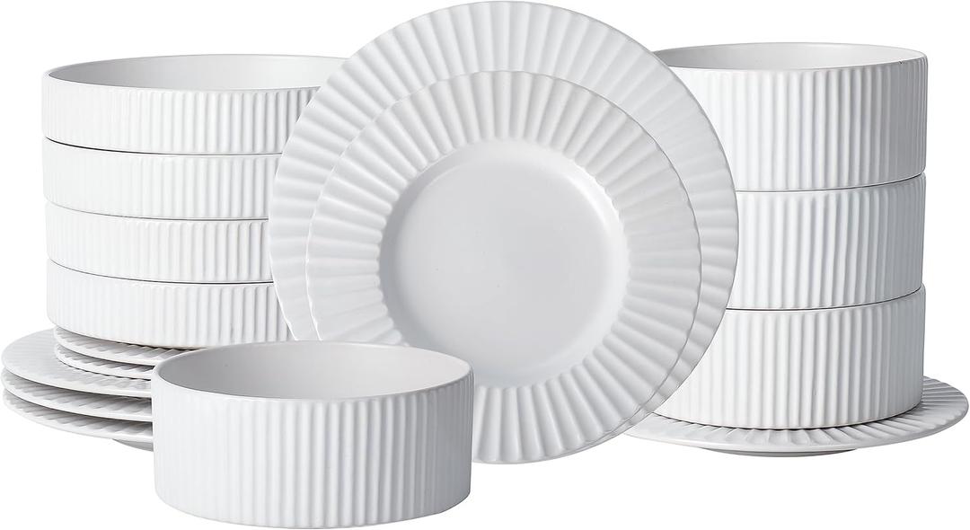 Christian Siriano Lusso 16-Piece Dinnerware Set Stoneware, White (16-Piece - Service for 4)