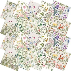 10 Pcs 20''x20'' Wildflower Quilting Fabric Square Wildflower Quiltted Fabric Patchwork Precuts Bundle Multicolor Supplies for Holiday DIY Sewing Craft
