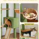 PEQULTI Tall Cat Tree, Floor to Ceiling Cat Tree Tower Adjustable [90.5''-100.4''=230-252CM] with Cat Condo, Cat Hammock and Scratching Post, Climbing Tree for Indoor Large Cats, Green
