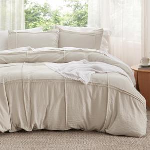 Bedsure Grid Boho Kids Duvet Cover King Size - Tufted Boho Bedding Set,Shabby Chic Home Bedding for All Seasons(Light Beige, 104" x 90")