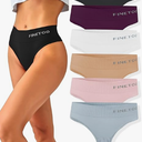 FINETOO 6 Pack High Waisted Thongs for Women, Nylon Spandex Panties Breathable Soft Stretchy Underwear High Rise, XL