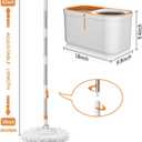 Spin Mop Bucket with Wringer System Extended Mop Handle 61Mop and Bucket for Floors Cleaning with 5 Replacement Head Refill 1 Cleaning Brush Head
