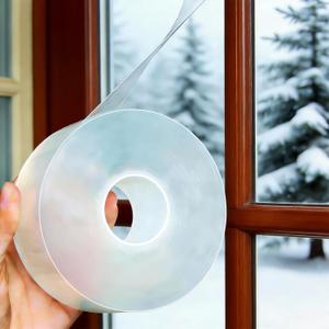 Window Sealing Tape 2 Inch x 66 FT Transparent Weather Stripping Residue-Free Clear Window Insulation Tape for Windows ac Insulation Glass Gaps Tape Door Windproof