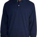 Mens Men's Long Sleeve Polo Shirts, Cotton Blend, Two Button Closure, Regular Fit, Size 4XL