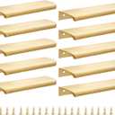 Malimali 10 Pack Gold Edge Finger Pulls for Cabinets 6" Kitchen Cabinet Pulls Handles Drawer Pulls Modern Aluminum Concealed Tab Pulls for Closet Door, Brushed Brass