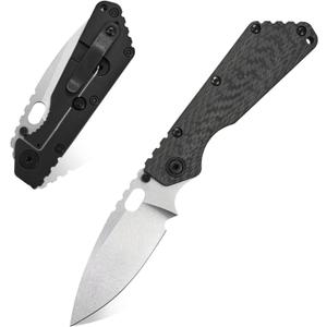 Eafengrow EF225 Pocket Knife Hunting Knives D2 Blade Titanium Handle with Clip EDC Tools Survival (black)