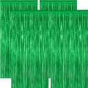 4 Pack Green Streamers, 3.28 FT x 7.05 FT Birthday Tinsel Backdrop, Metallic Foil Fringe Curtains Photo Booth Backdrop, Green Jungle Theme Decorations Birthday Decor