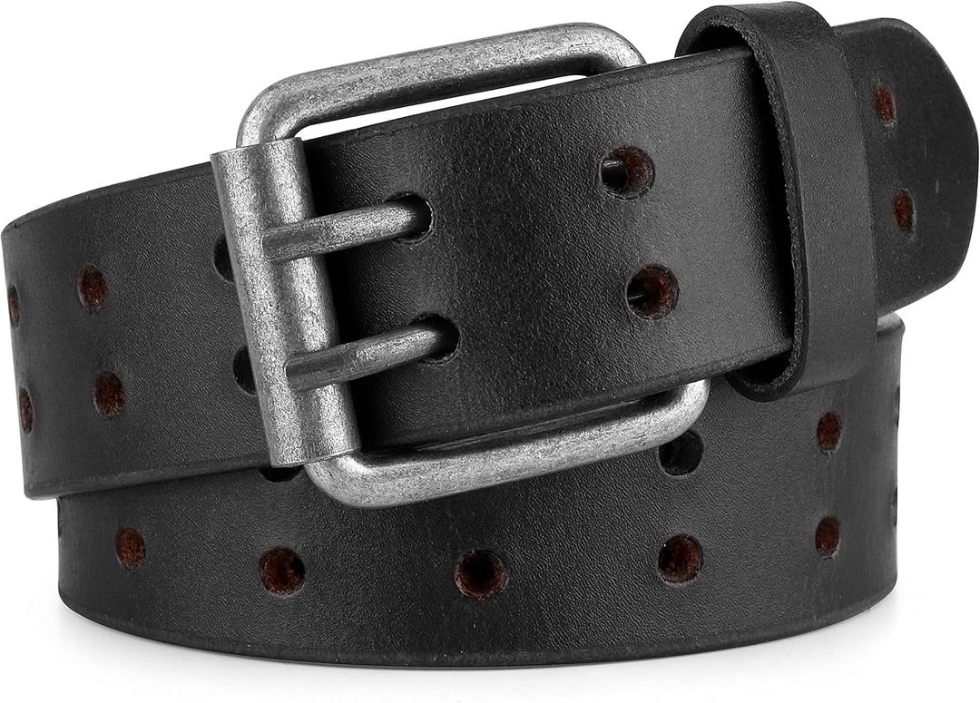 F&L CLASSIC Leather Work Belt, Heavy Duty Double Prong full grain Leather Belts for Men 1 1/2", Mens Casual Belts for Jeans, Size: 38 (Fits Waist 36"-37")