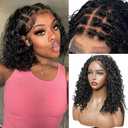 Smartinnov Knotless Boho Box Braided Wigs for Women 12 Inch Glueless Double 5x5 HD Lace Front Curly Human Hair 200% Density Short Boho Box Braided Bob Wigs Bohemian Knotless Braid Wigs with Baby Hair
