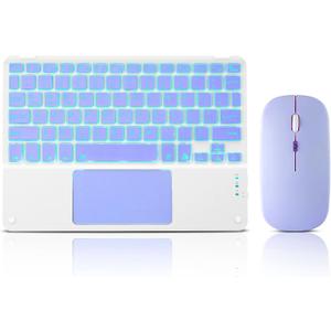 Ultra-Slim Bluetooth Keyboard with Built-in Touchpad and Mouse Portable Mini Wireless Keyboard Rechargeable 7-Color Backlit for Apple iPad iPhone Samsung Tablet iPhone Smartphone iOS Android Windows