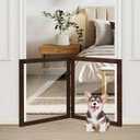 LZRS Clear Dog Gate for Indoor Use - Transparent Pet Fence with Solid Hardwood and Plastic Board, Stylish & Durable freestanding Pet Gate for Doorways, Stairs and Hallways-2 Panel Brown