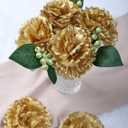 50 Pack Artificial Silk Carnation Picks, Artificial Flowers Carnation Heads with Stems for DIY Flower Wall Wedding Bouquets Centerpieces Arrangements Decorations -Gold