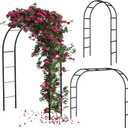 Gisafai 3 Pcs Metal Garden Arch Trellis Wedding Arches Pergola Arbor 7.9 Ft, Two Way Assemble, Durable Wedding Trellis Archway for Climbing Plants Outdoor Bridal Party Decoration (Black)