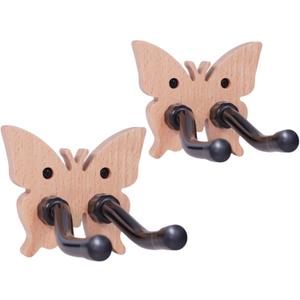 2-Pack Adjustable Butterfly-Shaped Guitar & Bass Hanger - Wooden Wall Mount | Durable, Stylish, and Universal Fit