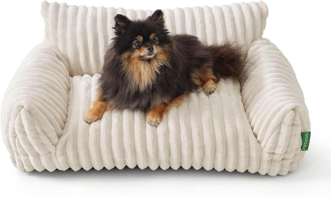 Cute Couch Bed for Pets, Supportive Cat Sofa for Indoor Cats, Small Dog Sofa Bed for Small Dogs, Cream, 24 inches (24.0"L x 18.0"W x 10.0"Th)