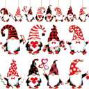 Blulu 40 Pcs Valentine Day Gnome Ornament Wooden Hanging Valentine Decoration Red, Whimsical, Love Theme Includes 40 Ropes for Valentine's Day Birthday Love Tree Wedding