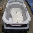 MoreFeel Collapsible Baby Bathtub for Newborn with Thermometer & 1 Hooded Towel & 1 Soft Floating Cushion,Portable Travel Bathtub with Drain Hole, Durable Foldable Baby Tubs for Infants to Toddler (Grey)