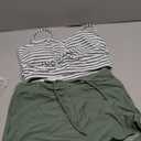 Herseas High Waisted Bikini Sets for Women Floral Print Two Piece Tummy Control Swimsuits Drawstring Short Bathing Suit (Medium, Green Stripe)