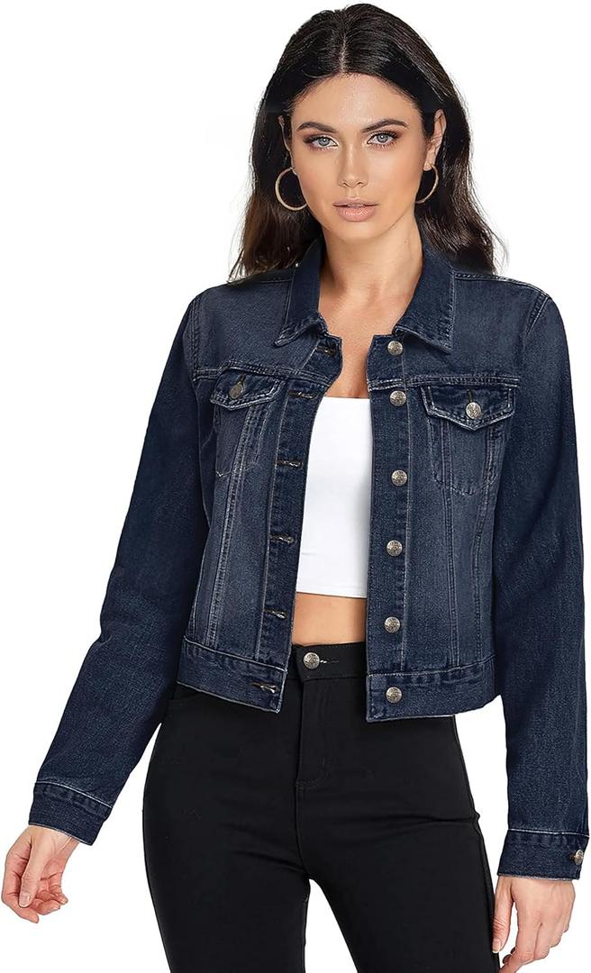 Hybrid & Company Women's Long Sleeve Denim Jackets Basic Button Down Jean Jacket with Pockets XS