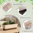 SHENLIU 4 Pack Rectangular Plant Pot, 12 Inch Watering Plant Container with Drainage Hole and Saucers Large Plastic Flower Pots Succulent Window Sill Planter Window Planter Box for Succulents, Flowers
