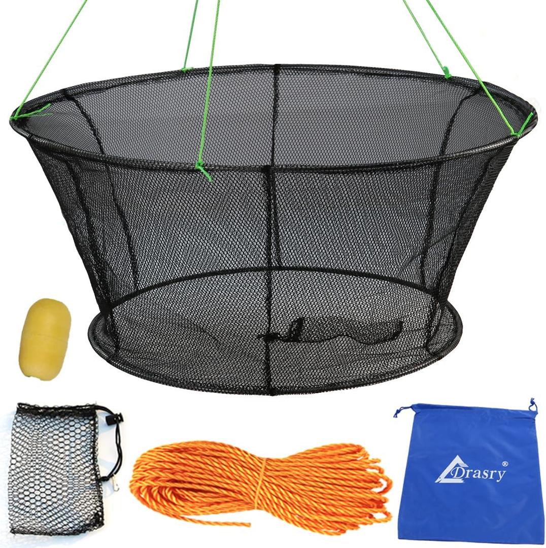 Drasry Fishing Net Trap for Crayfish Crab Bait Minnow Shrimp Foldable Fish Crawdad Lobsters Cast Net Collapsible (31.5 * 23.6 IN (80 * 60 CM)) Drasry Fishing Net Trap for Crayfish Crab Bait Minnow Shrimp Foldable Fish Crawdad Lobsters Cast Net Collapsible (31.5 * 23.6 IN (80 * 60 CM))
