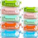 C CREST [10-Pack Glass Food Storage Containers (A Set of Five Colors), Meal Prep Containers with Lids for Kitchen, Home Use - Airtight Glass Lunch Boxes
