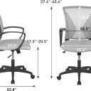 FDW Home Office Chair Mid Back PC Swivel Lumbar Support Adjustable Desk Task Computer Ergonomic Comfortable Mesh Chair with Armrest (Grey), 17d X 22w X 40h in