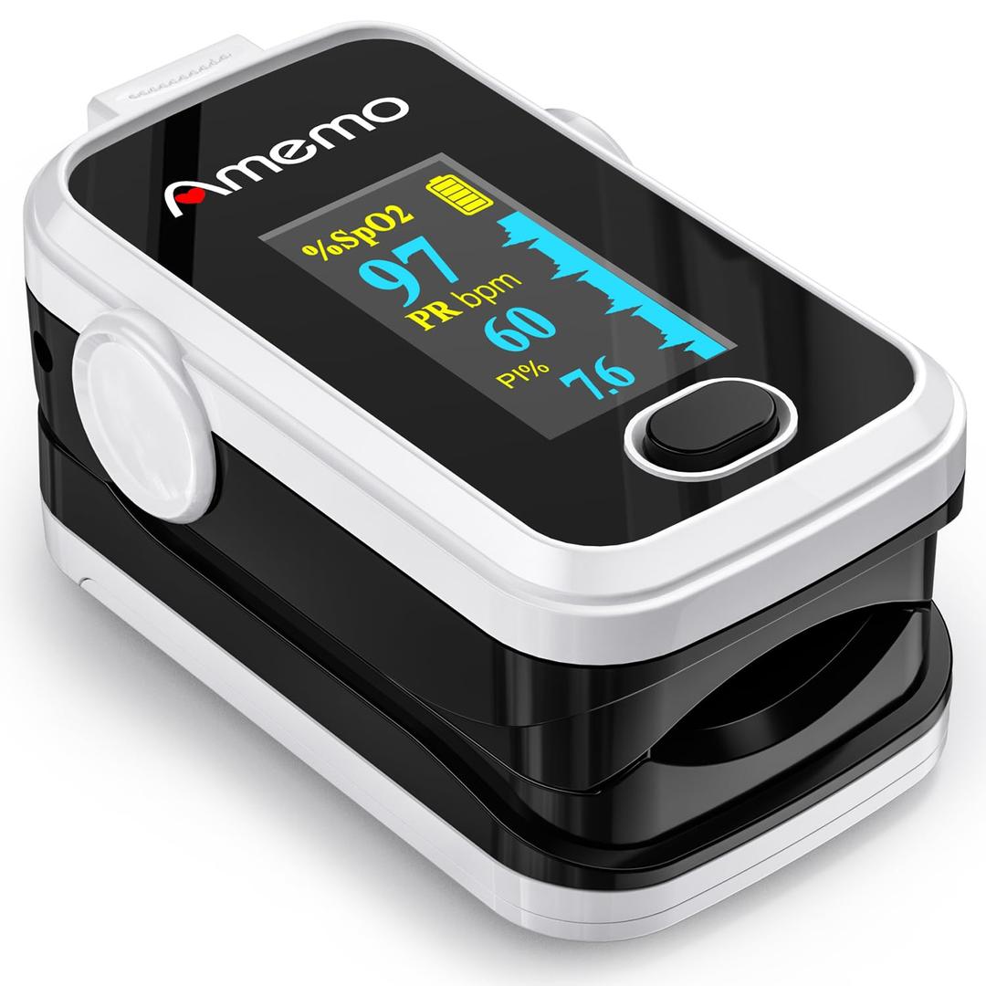 Pulse Oximeter,OLED Display Oxygen Monitor Fingertip,Blood Oxygen Saturation Monitor(SpO2) with Carrying Case,Silicone Cover (White)