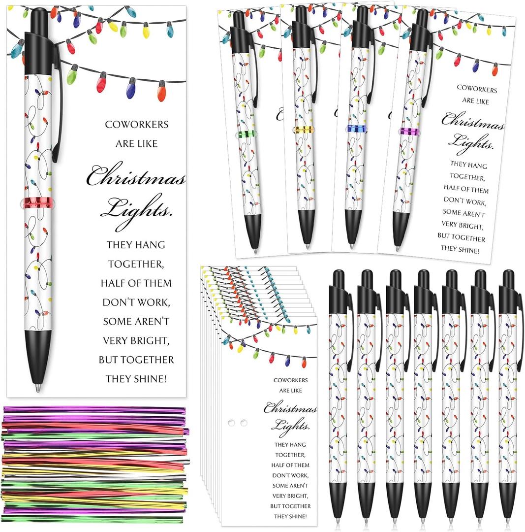 25 Set Bulk Christmas Gifts for Coworker Employee Sublimation Bulb Pen Coworkers Are like Christmas Light Card Office Appreciation Gift for Staff Team Colleagues Teacher Nurse