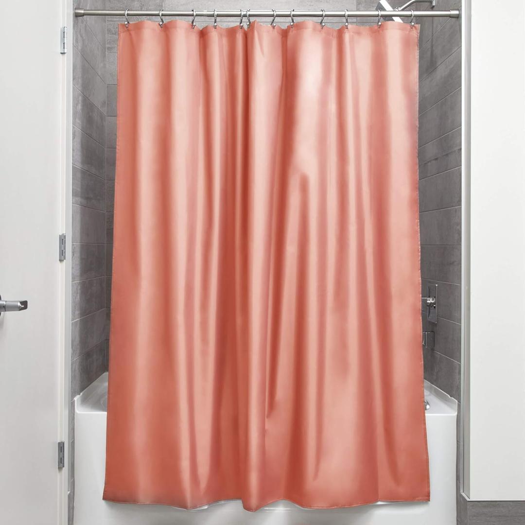 iDesign Fabric Shower Curtain, Mold- and Mildew-Resistant Water-Repellent Bath Liner for Master Bathroom, Kid's Bathroom, Guest Bathroom, 72" x 72", Color Pink