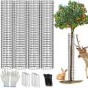 48" Metal Tree Trunk Guard, 4 Pack Mesh Protectors with Zip Ties, Glove & Metal Stakes - Protect Bark & Saplings from Mowers, Deer & Other Animals