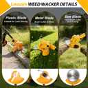 Electric Weed Wacker Cordless, Electric String Trimmerwith 3 Types Blades & Removable Auxiliary Wheels, BrushCutter & Grass Trimmer & Lawn Edger with for Garden Yard