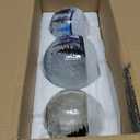 YEAHOME Winter Decorations Indoor, Set of 3 Crackle Glass Ball with LED Lights Christmas Tree House, Christmas Table Decorations Hello Winter Globes with Timer for Home Mantel Fireplace Decor (Blue)