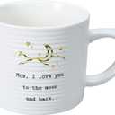 Mom I Love You To The Moon And Back - 10 oz White & Gold Ribbed Coffee Cup Mug